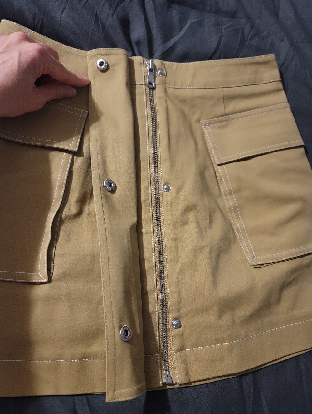 Avec Les Filles Solid Utility Mini A-Line Skirt Size Small